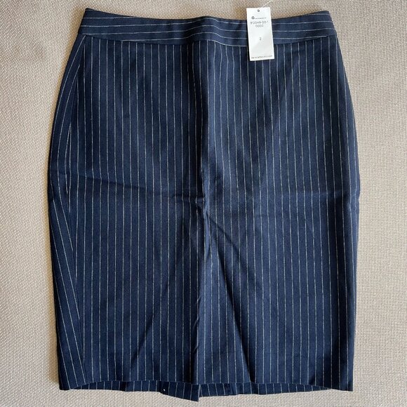 NWT Banana Republic Navy Pinstripe Pencil Skirt Size 2 Career Office 912049 - Picture 6 of 12